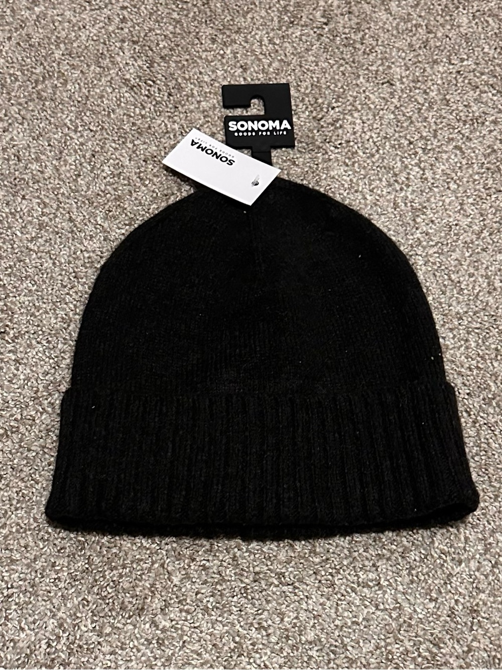 Sonoma Black Ribbed Knit Beanie Hat